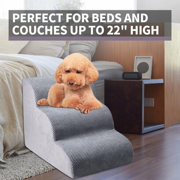 Chic Threads Dog Stairs for Small Dogs, 3-Step Dog Stairs for High Beds - Picture 5 of 8